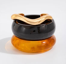 Load image into Gallery viewer, Black Resin &amp; Gold Bangle
