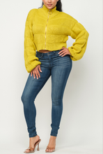Load image into Gallery viewer, Cozy Girl Zip Front Cropped Cardigan Sweater
