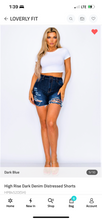 Load image into Gallery viewer, Gonna Love Me Distressed Shorts Dark Blue Wash

