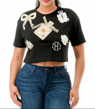 Load image into Gallery viewer, Short Sleeve Embroidered Crop Top
