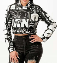 Load image into Gallery viewer, Letter Print Crop PU Jacket With Belt
