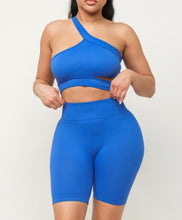Load image into Gallery viewer, Cut Out One Shoulder Strap Top And Shorts Set
