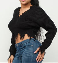 Load image into Gallery viewer, Bubbly Sleeve Distress Sweaters Top
