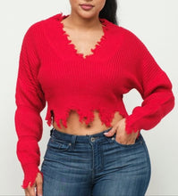 Load image into Gallery viewer, Bubbly Sleeve Distress Sweaters Top
