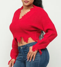 Load image into Gallery viewer, Bubbly Sleeve Distress Sweaters Top
