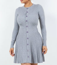 Load image into Gallery viewer, Pleated Buttons Down Flare Skirt Mini Dress
