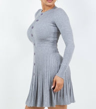 Load image into Gallery viewer, Pleated Buttons Down Flare Skirt Mini Dress
