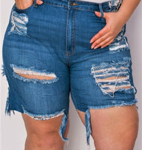 Load image into Gallery viewer, Can't Stop Her Distressed Denim Shorts-Medium wash
