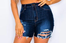 Load image into Gallery viewer, Gonna Love Me Distressed Shorts Dark Blue Wash

