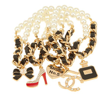 Load image into Gallery viewer, Pearl and Chain Five C Charm Five Bracelet
