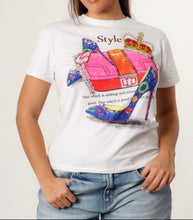 Load image into Gallery viewer, Graphic Tee with Embellished Shoe and Ba
