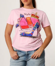 Load image into Gallery viewer, Graphic Tee with Embellished Shoe and Ba
