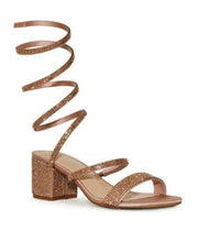 Load image into Gallery viewer, Rhinestone Spiral Ankle Strap Low Block Heels
