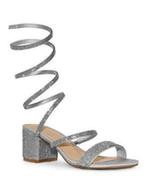 Load image into Gallery viewer, Rhinestone Spiral Ankle Strap Low Block Heels
