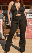 Load image into Gallery viewer, Junior Plus Size High-Rise Distressed Super Flare Jean
