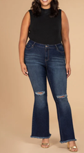 Load image into Gallery viewer, Junior Plus Size High-Rise Distressed Super Flare Jean
