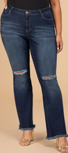 Load image into Gallery viewer, Junior Plus Size High-Rise Distressed Super Flare Jean
