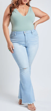 Load image into Gallery viewer, Junior Plus Size High-Rise Distressed Super Flare Jean
