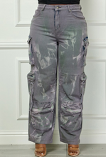 Load image into Gallery viewer, Grey Acid Wash High Waisted Side Pockets Cargo Pants
