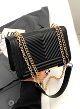 Load image into Gallery viewer, Vegan Leather Chevron Crossbody Shoulder Flap Bags
