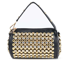 Load image into Gallery viewer, Shudded Rhinestone Barrel Bag
