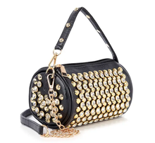 Load image into Gallery viewer, Shudded Rhinestone Barrel Bag
