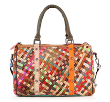 Load image into Gallery viewer, Genuine Leather Woven Large Satchel
