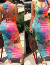 Load image into Gallery viewer, CUT OUT BACK TIE DYE PRINT DRESS
