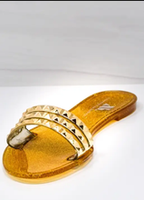 Load image into Gallery viewer, Gold Jelly Slide Sandals
