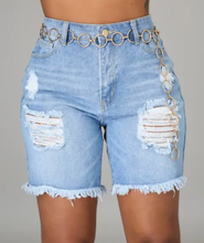 Load image into Gallery viewer, Distressed Non Stretch Denim Shorts
