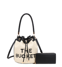 Load image into Gallery viewer, The Bucket Draw String Canvas Hobo -Shoulder Bag with Wallet
