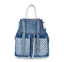 Load image into Gallery viewer, Rhinestone Basketweave Drawstring Backpack
