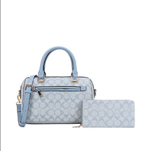 Load image into Gallery viewer, 2-IN-1 OVAL PRINTED DUFFLE BOSTON BAG WITH WALLET SET

