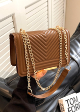 Load image into Gallery viewer, Vegan Leather Chevron Crossbody Shoulder Flap Bags
