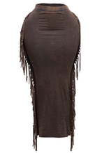 Load image into Gallery viewer, Mineral Wash Fringed Maxi Skirt
