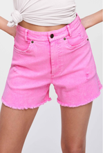 Load image into Gallery viewer, High Rise Mineral Washed Colored Denim Shorts
