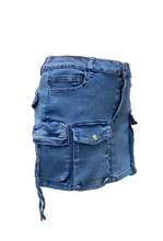Load image into Gallery viewer, Cargo Denim Mini Skirt
