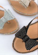 Load image into Gallery viewer, Jeweled Bow Decor Thong Slide Sandal
