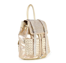 Load image into Gallery viewer, Rhinestone Basketweave Drawstring Backpack
