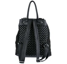 Load image into Gallery viewer, Rhinestone Basketweave Drawstring Backpack
