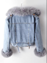 Load image into Gallery viewer, Faux Fur Trim Denim Jacket
