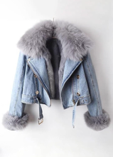 Load image into Gallery viewer, Faux Fur Trim Denim Jacket
