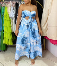 Load image into Gallery viewer, Bandeau Top Cinch Tie &amp; Wide Leg Jumpsuit
