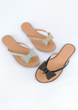 Load image into Gallery viewer, Jeweled Bow Decor Thong Slide Sandal

