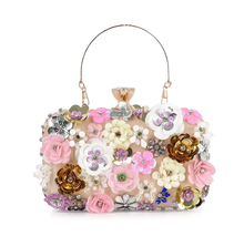 Load image into Gallery viewer, Raised Flowers Beaded Evening Bag
