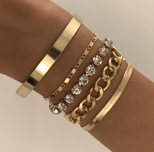 Load image into Gallery viewer, Gold Stacking Chain Link Bracelet Set
