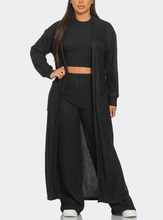Load image into Gallery viewer, Daisy Crinkle Knit Cardigan Crop Top and Pants Set
