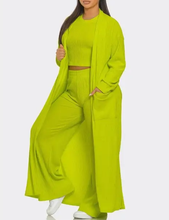 Load image into Gallery viewer, Daisy Crinkle Knit Cardigan Crop Top and Pants Set

