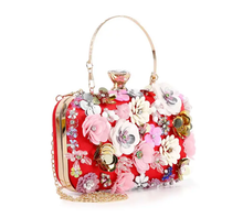 Load image into Gallery viewer, Raised Flowers Beaded Evening Bag
