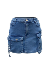Load image into Gallery viewer, Cargo Denim Mini Skirt
